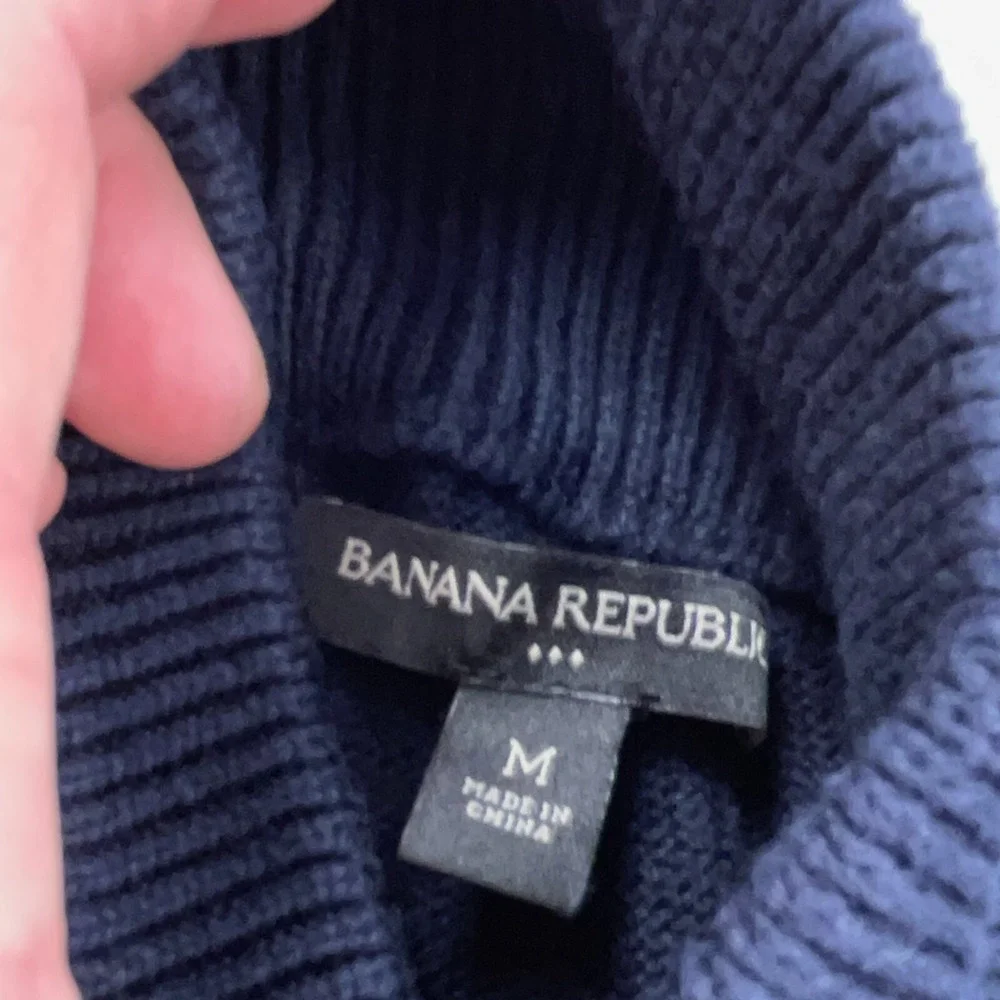 Banana Republic Sweater Men Medium‎ Navy Blue Henley Knit Pullover Heavy Sailor